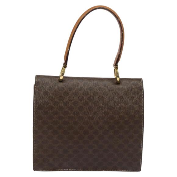 CELINE Macadam Canvas Hand Bag Pvc Leather Brown Gold - Picture 3 of 13